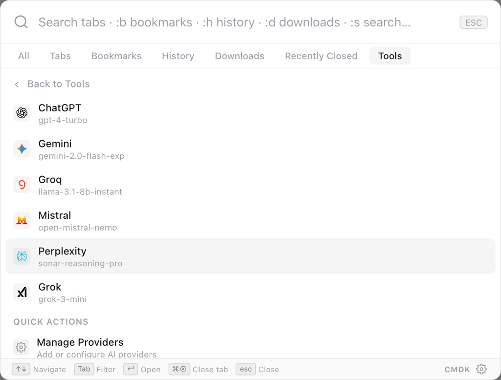 AI-powered tab search