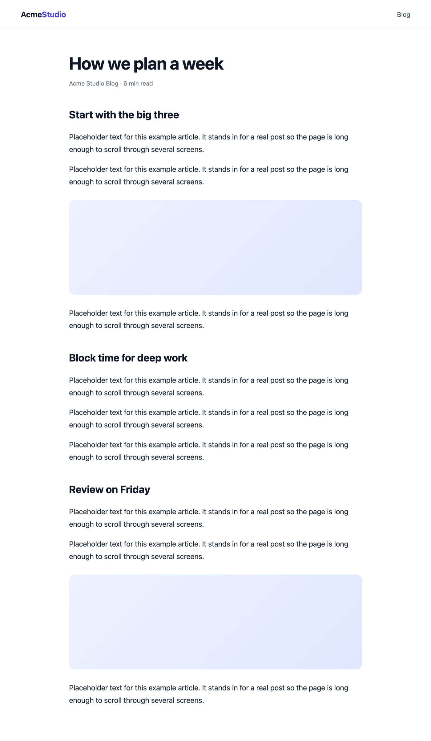A full page screenshot saved by TabCmdr, showing an example blog article from its header to the last paragraph in one image